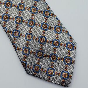 Jos A Bank Signature Gold Limited Edition 95/100 SIlk Tie Medallions Italy Gray